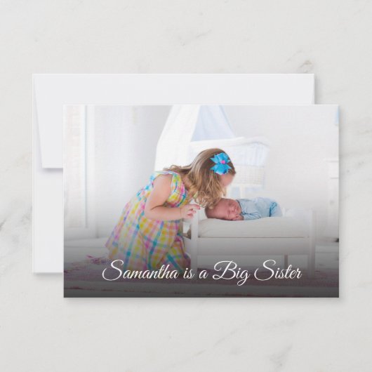 Big Sister New Baby Foto Geburtskarte Dankeskarte (Vorderseite)