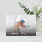 Big Sister New Baby Foto Geburtskarte Dankeskarte (Stehend Vorderseite)