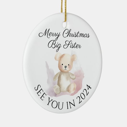 Big Sister New Baby Schwangerschaftsankündigung De Keramik Ornament (Rechts)