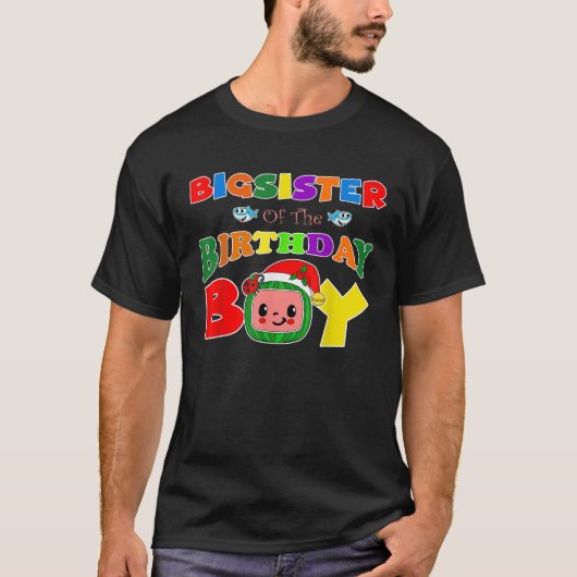 Big Sister Of The Birthday Boy Funny Melon Family T-Shirt (Vorderseite)