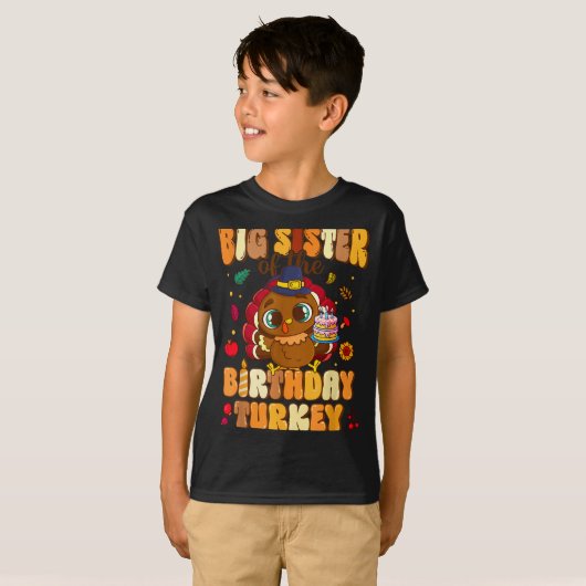 Big Sister Of The Birthday Turkey Family 1st Birth T-Shirt (Vorne ganz)