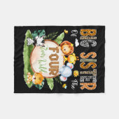 Big Sister Of The Four Ever Wild Safari 4th Birthd Fleecedecke (Vorderseite (Horizontal))