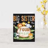 Big Sister Of The Four Ever Wild Safari 4th Birthd Karte (Gelbe Blume)