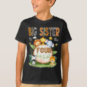 Big Sister Of The Four Ever Wild Safari 4th Birthd T-Shirt (Vorderseite)