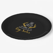 Big Sister Oh Deer Baby Announcement Cute Style  Pappteller (Schrägansicht)