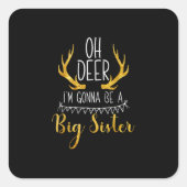 Big Sister Oh Deer Baby Announcement Cute Style  Quadratischer Aufkleber (Vorderseite)