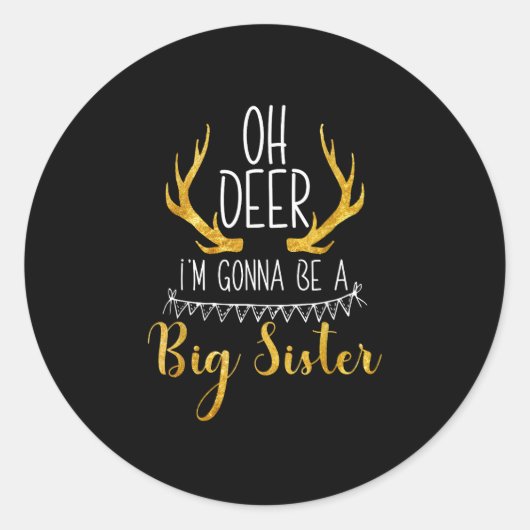 Big Sister Oh Deer Baby Announcement Cute Style  Runder Aufkleber (Vorderseite)