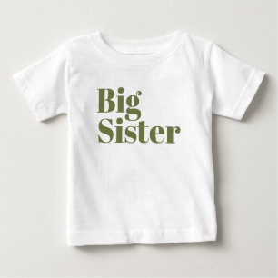 Big Sister Olive Matching Sibling Family Baby T-shirt
