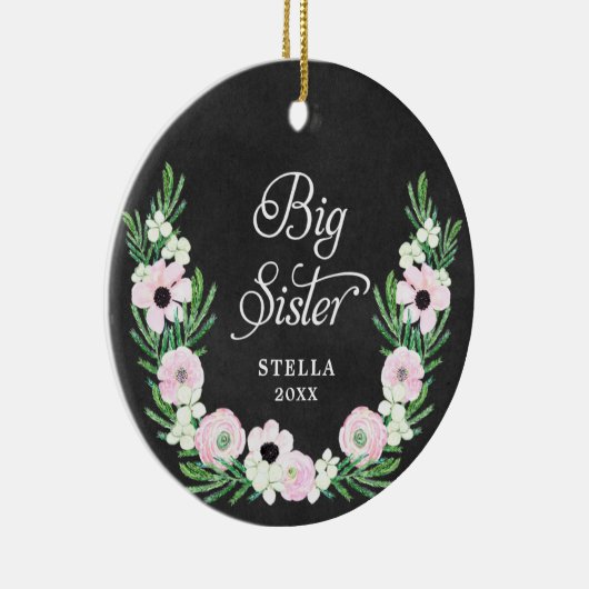 Big Sister Personalisierte Bohemische Blumenschrei Keramik Ornament (Rechts)