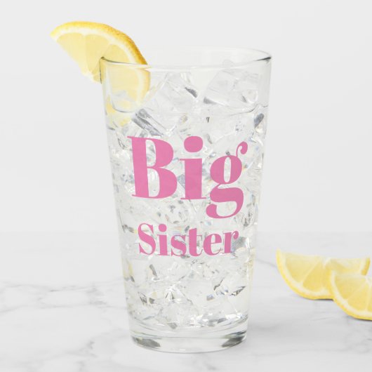Big Sister Pink Briefe Mädchen klar Glas (Vorderseite Ice)