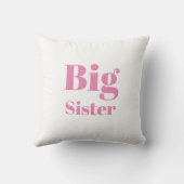 Big Sister Pink Briefe Mädchen weiß Kissen (Rückseite)