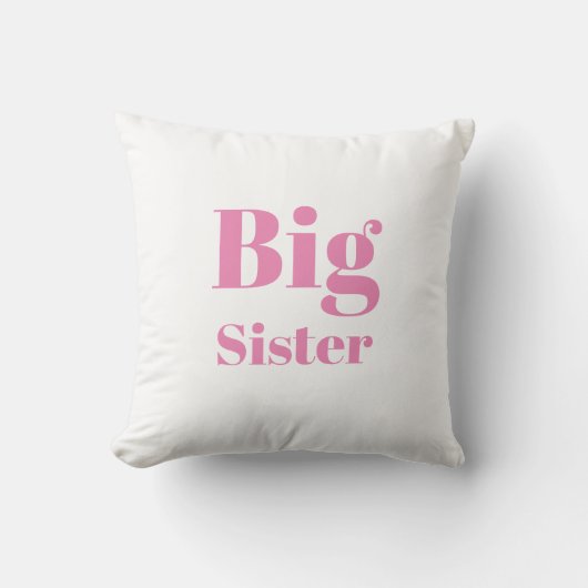 Big Sister Pink Briefe Mädchen weiß Kissen (Vorderseite)