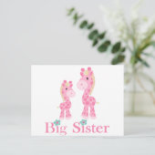 Big Sister Pink Giraffen Postkarte (Stehend Vorderseite)