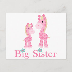 Big Sister Pink Giraffen Postkarte