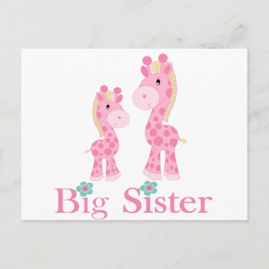 Big Sister Pink Giraffen Postkarte (Vorderseite)
