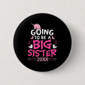 Big Sister Pink Unicorn Hearts Button (Vorderseite)