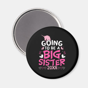 Big Sister Pink Unicorn Hearts Magnet