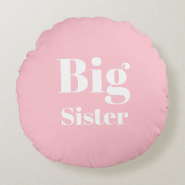 Big Sister Pink White Girl's Rundes Kissen