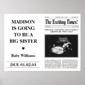 Big Sister Pregnancy Announcement Zeitung Falten Poster (Vorne)