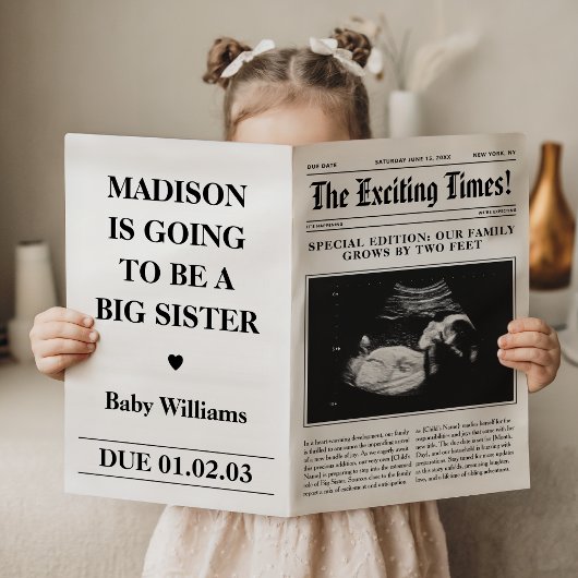 Big Sister Pregnancy Announcement Zeitung Falten Poster