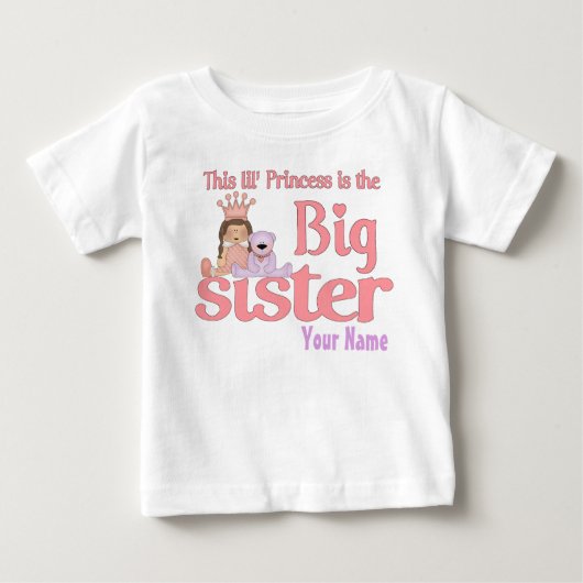 Big Sister Princess Personalisierter T - Shirt (Vorderseite)