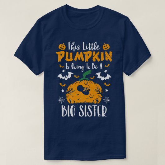 Big Sister Pumpkin Halloween Schwangerschaft Ankün T-Shirt (Design vorne)