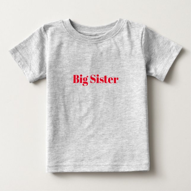 Big Sister Red individuelle Name Baby T-shirt (Vorderseite)