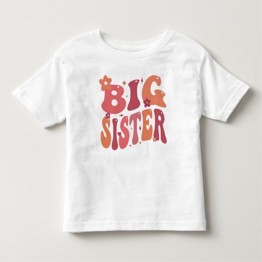 Big Sister Retro Fall Groovy Kleinkind T-shirt (Vorderseite)