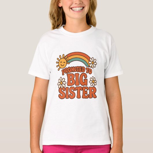 Big Sister Retro New Baby Announcement T-Shirt (Vorderseite)