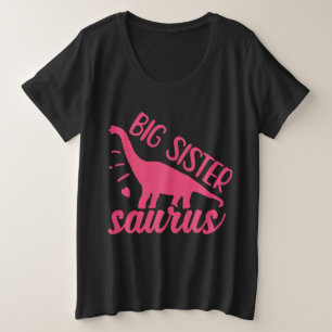 Big Sister Saurus in Pink Große Größe T-Shirt
