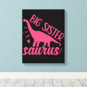 Big Sister Saurus in Pink Leinwanddruck (Insitu (Holzboden))