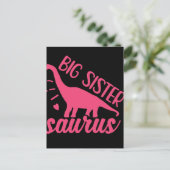 Big Sister Saurus in Pink Postkarte (Stehend Vorderseite)
