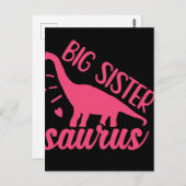 Big Sister Saurus in Pink Postkarte (Vorne/Hinten)