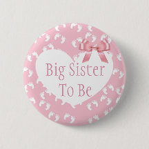 Big Sister sei Pink Bow Baby Shower Button