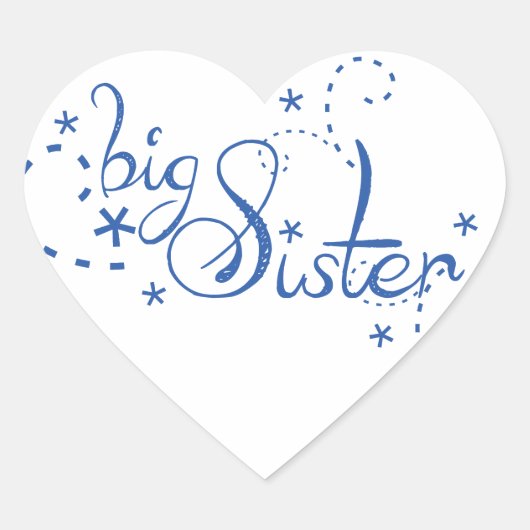 Big Sister Swirl Design Herz-Aufkleber (Vorderseite)