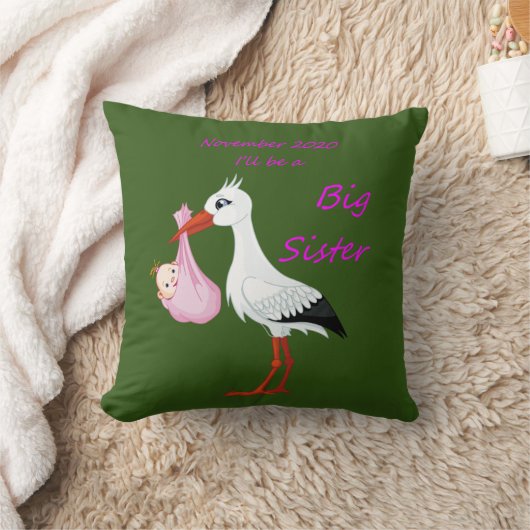 Big Sister Throw Pillow Baby Stork November 2020 Kissen (Decke)