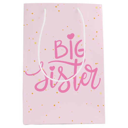 Big Sister Typografie Modren Text Mittlere Geschenktüte (Vorderseite)
