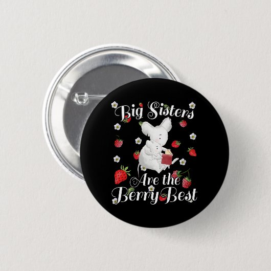 Big Sisters Berry Best - Mouse Strawberry Pub Button (Vorne & Hinten)