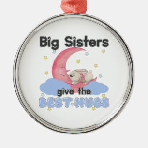 Big Sisters Give the Best Hugs - Moon Bunny Ornament Aus Metall