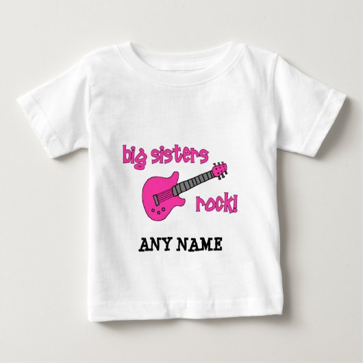 Big Sisters Rock mit rosa Gitarre Baby T-shirt (Vorderseite)