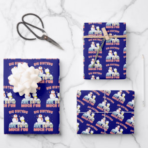 Big Sisters sind Snow Much Fun - Snowman Pun Geschenkpapier Set