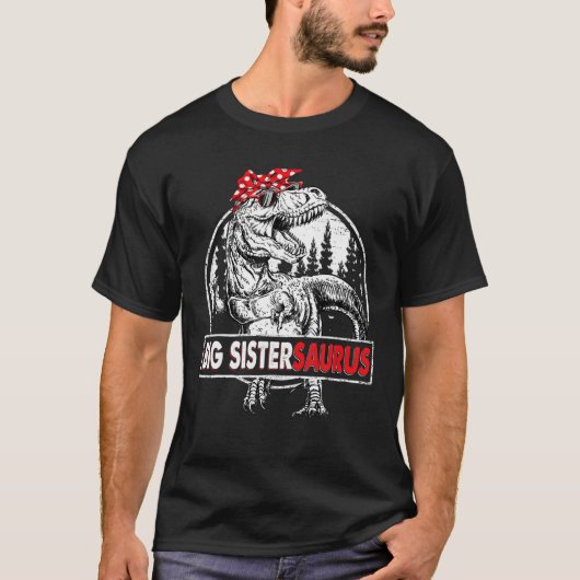 Big Sistersaurus T Rex Dinosaur Sister Saurus Fami T-Shirt (Vorderseite)