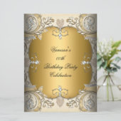 Big Size Geburtstagsparty Sepia Kaffee Gold Einladung (Stehend Vorderseite)