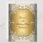 Big Size Geburtstagsparty Sepia Kaffee Gold Einladung (Vorderseite)
