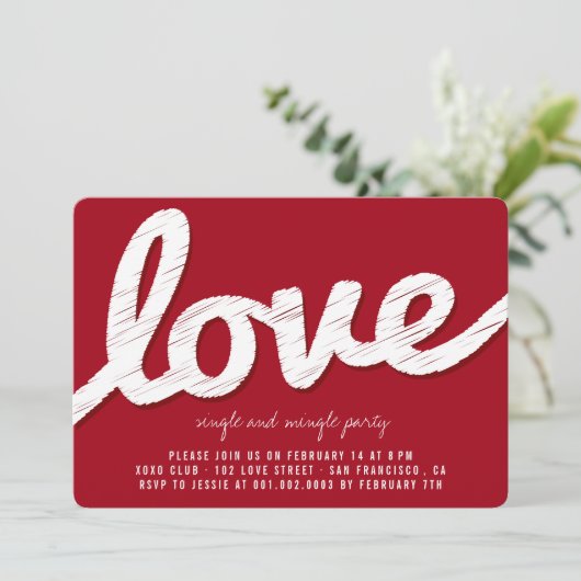 Big Sketch Liebe Valentinstag Party Einladung (Stehend Vorderseite)