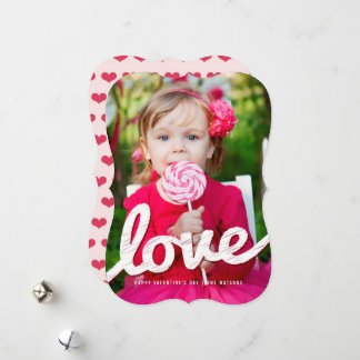 Big Sketched Liebe Typografy Valentine's Day Foto Feiertagskarte
