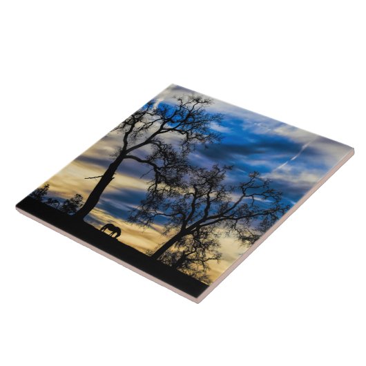 Big Skies Art Tile mit Pferd und Eichen Fliese (Seite)