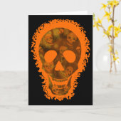 Big Skull Orange Grüße Karte (Gelbe Blume)