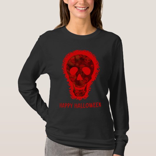 Big Skull Red 'Happy Halloween' T - Shirt (Vorderseite)