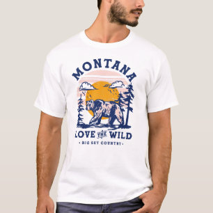 Big Sky Country Montana. Cooler Retro-Grizzlybär T-Shirt
